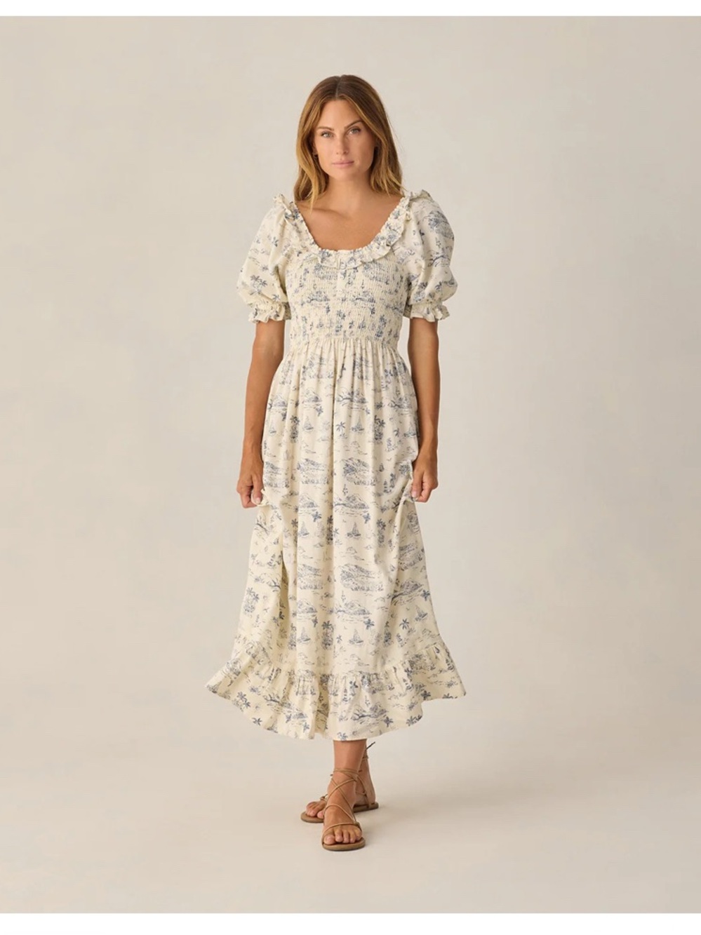Rylee + Cru Lexi Dress Ocean Toile NWT
